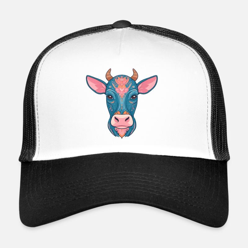 Blumige blaue Kuh Trucker Cap