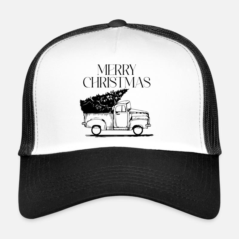 Car with christmas tree - modern christmas design - Trucker Cap - white/black