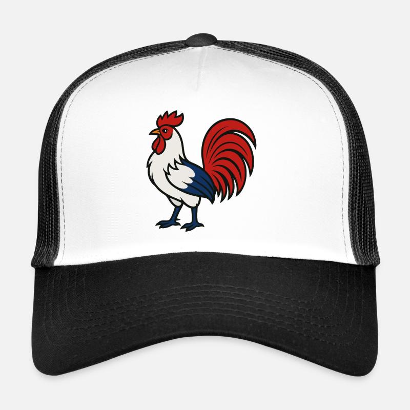 Coq français - Couleur du drapeau Bleu Blanc Rouge Casquette trucker 