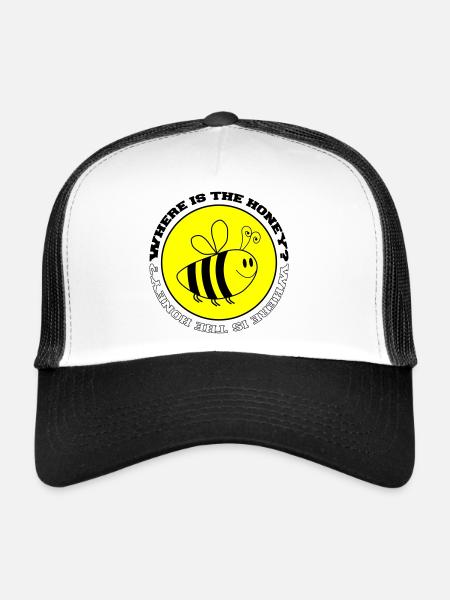 Bee Where is the Honey? - Trucker Cap - white/black - Front
