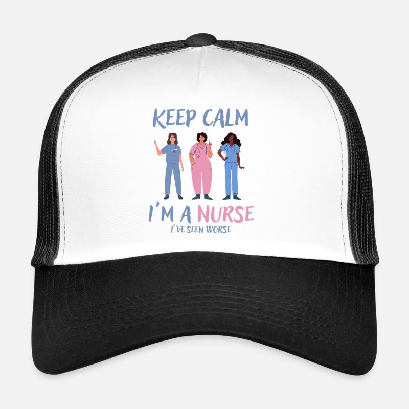 Bleib ruhig, ich bin Krankenschwester - Trucker Cap - Weiß/Schwarz