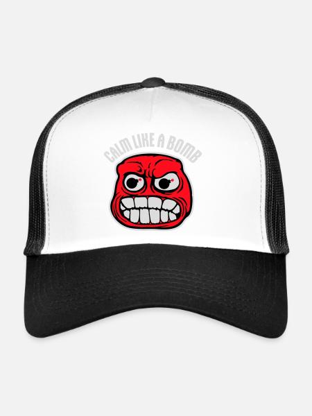 Calm Like Bomb Paradox Irony Humor Explosive Joke - Trucker Cap - white/black - Front