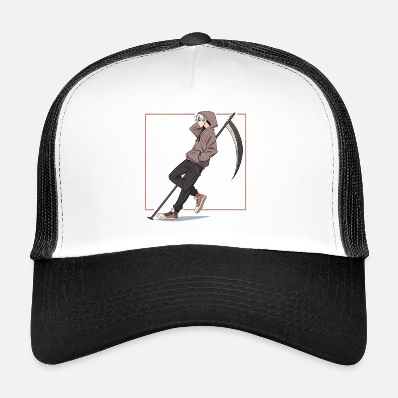 Vermummter Rebell mit Sense Trucker Cap