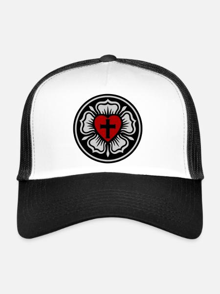 Lutheran Rose - Trucker Cap - white/black - Front