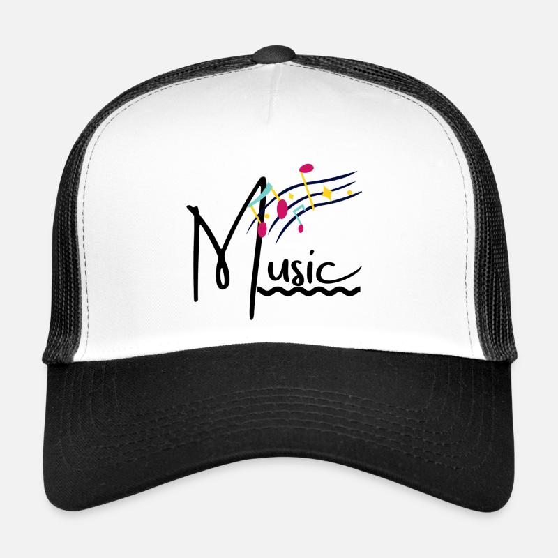 Notes arc-en-ciel sur la portée - Casquette trucker  - blanc/noir