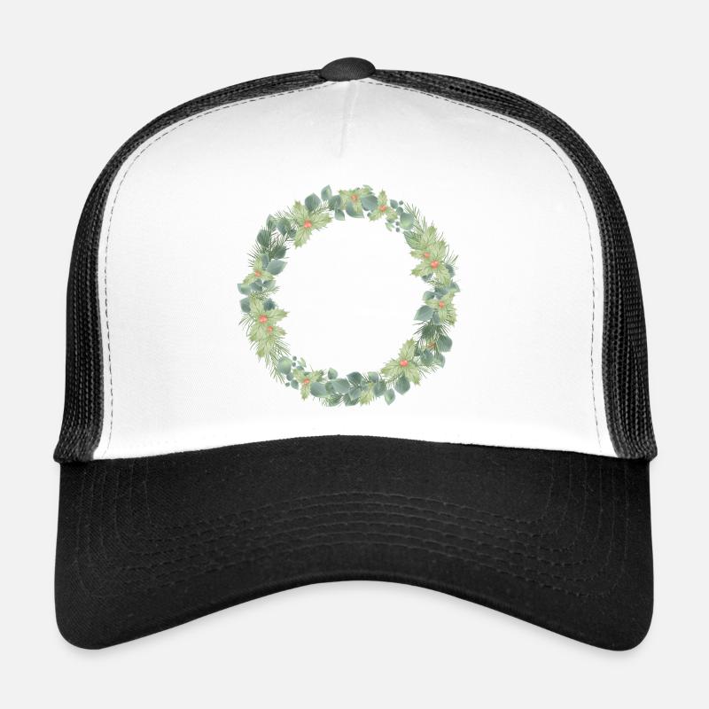 Zarter Weihnachtskranz mit Wintergrün und Beeren Trucker Cap