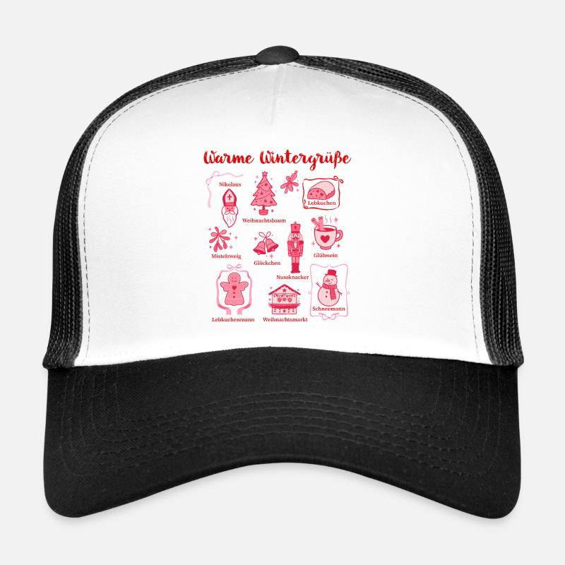 Warmth Winter Greetings Pink Figurines Trucker Cap