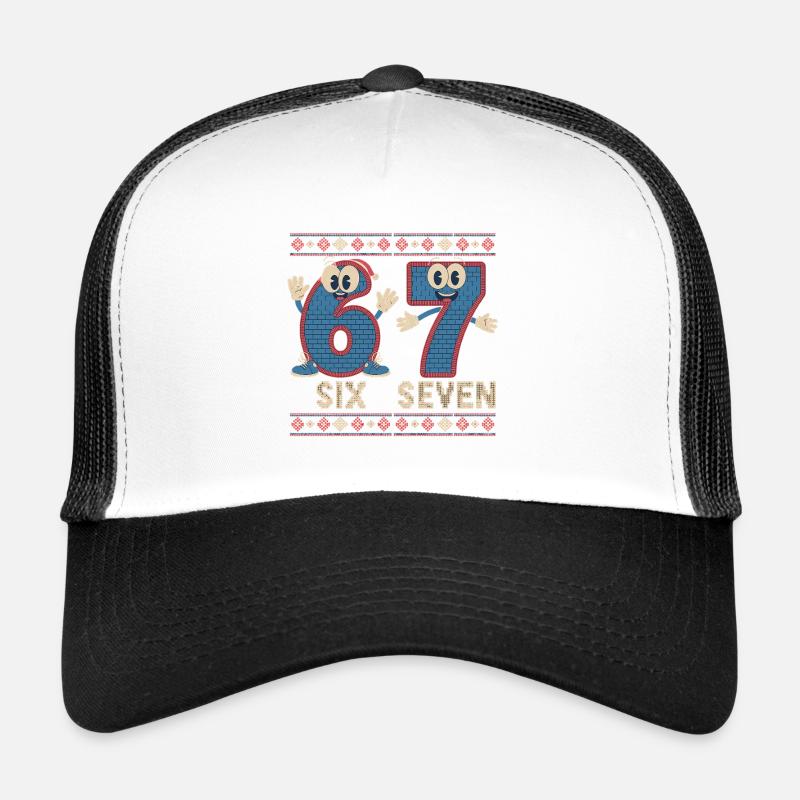 6 7 Sechs Sieben Meme – Weihnachten - Trucker Cap - Weiß/Schwarz
