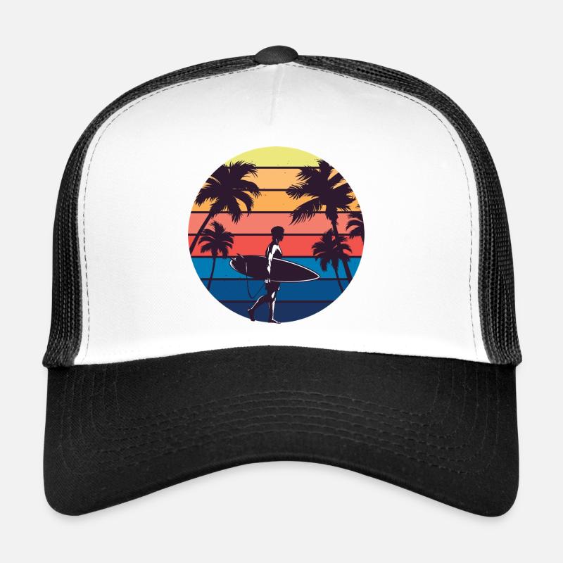 Sunset Surfer Silhouette Trucker Cap