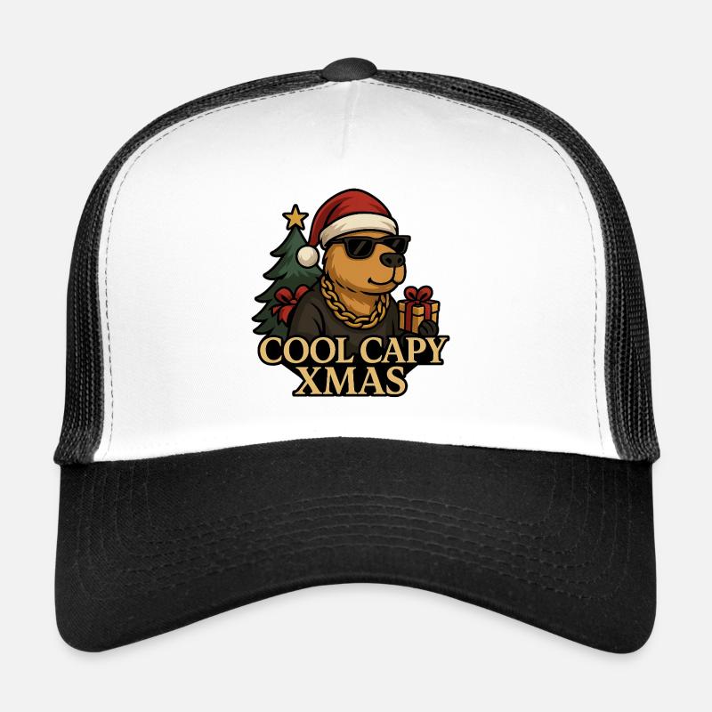 Cool Capy Xmas – Stilfuld Capybara-jul 😎 - Trucker cap - hvid/sort