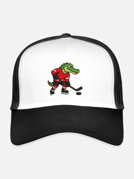 Krokodil Eishockeyheld - Trucker Cap - white/black - Front