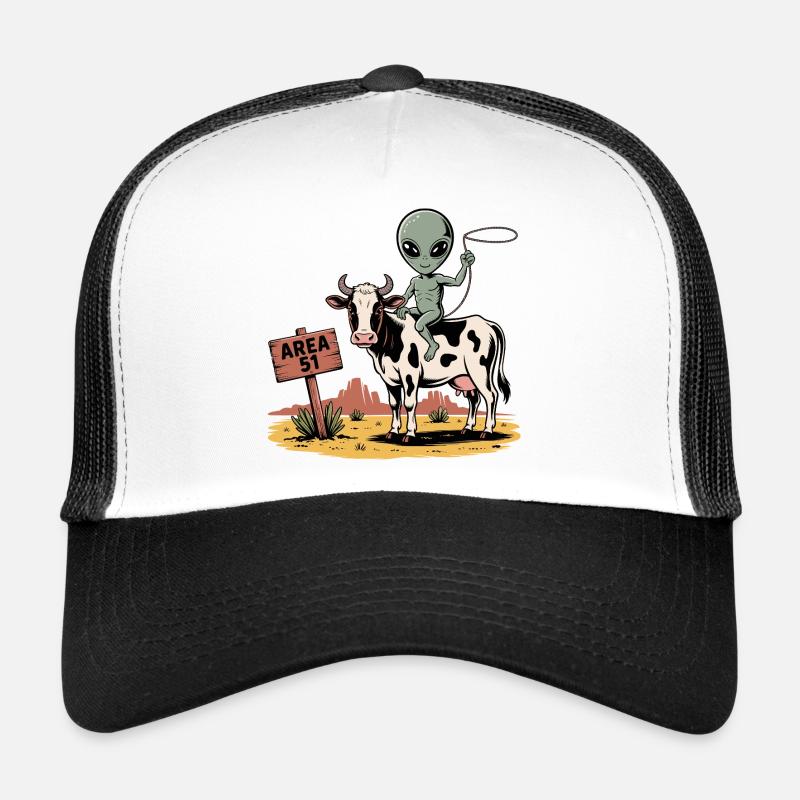 Drôle de zone 51 extraterrestre OVNI Vache à cheval Casquette trucker 