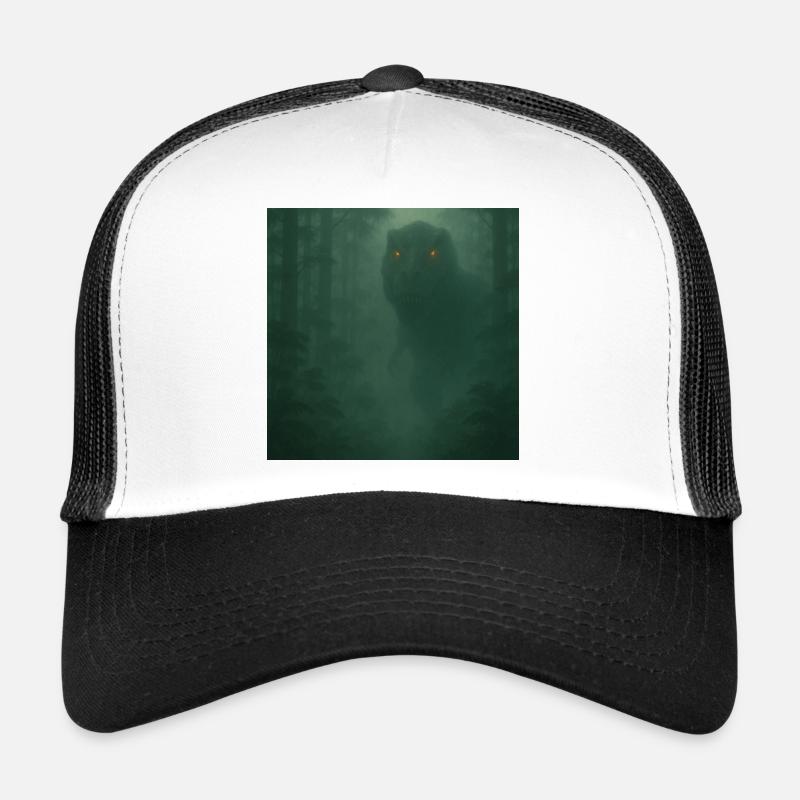Nebelwald Dinosaurier mit Feueraugen - Trucker Cap - Weiß/Schwarz