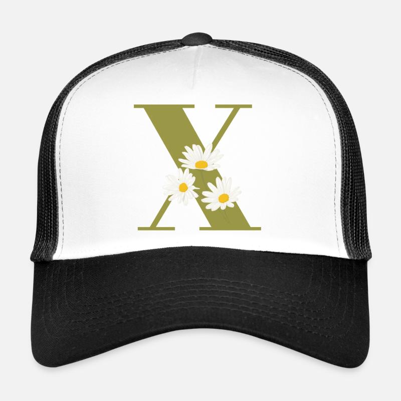 Lettre x vert marguerites Casquette trucker 