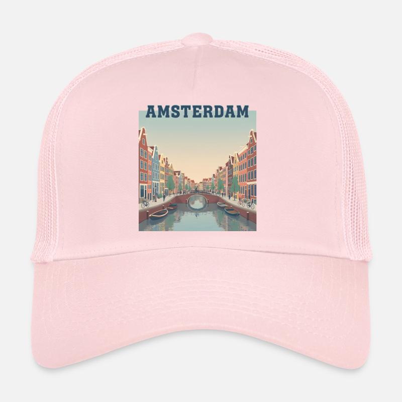 Canaux d’Amsterdam au coucher du soleil Casquette trucker 