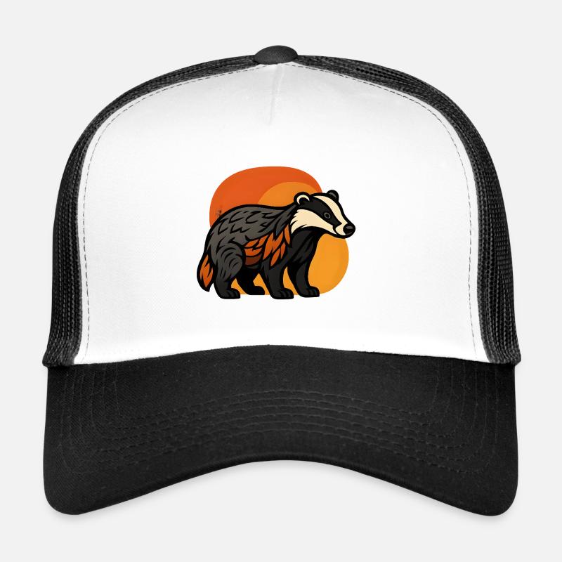 Dachs bei Sonnenuntergang - Trucker Cap - Weiß/Schwarz
