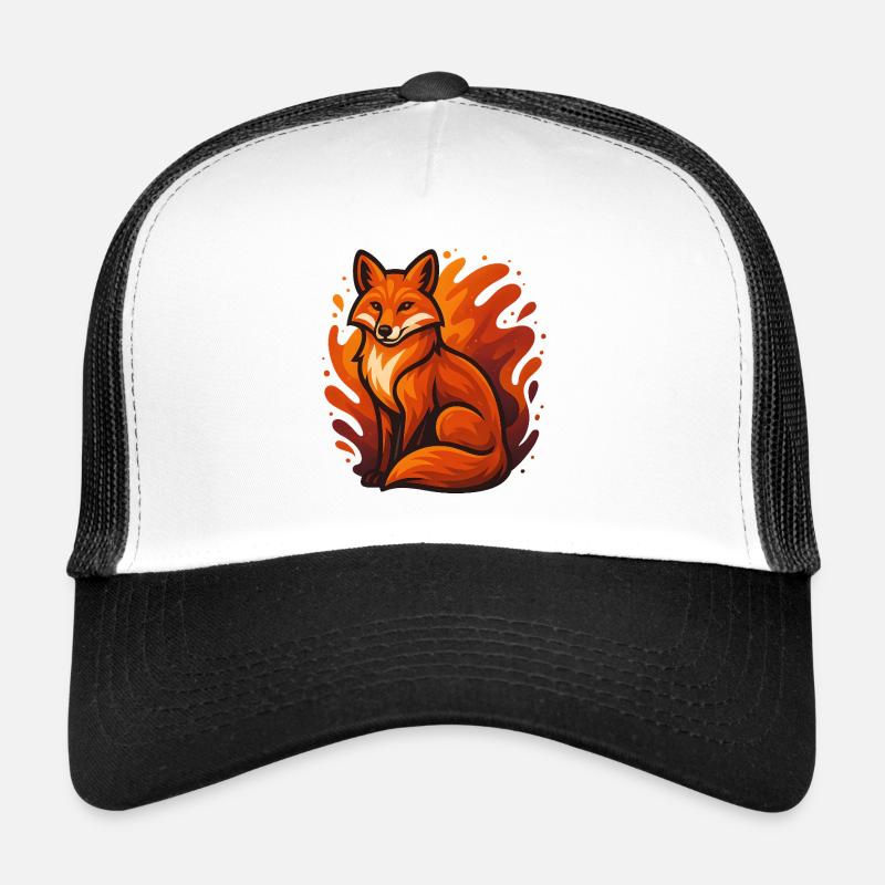 Flammender Fuchs im grafischen Stil Trucker Cap