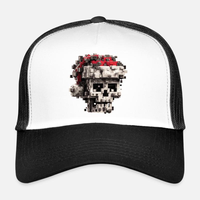 Crâne de pixels avec chapeau de Père Noël Casquette trucker 