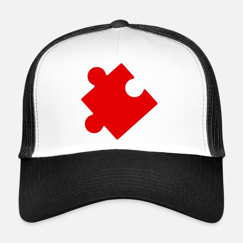 Pièce de puzzle rouge idée cadeau  - Casquette trucker  - blanc/noir