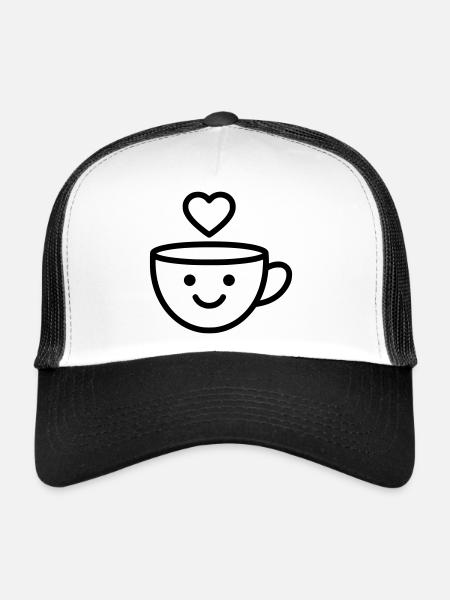 Tasse de bonjour avec un cœur pour vous - Casquette trucker  - blanc/noir - Devant