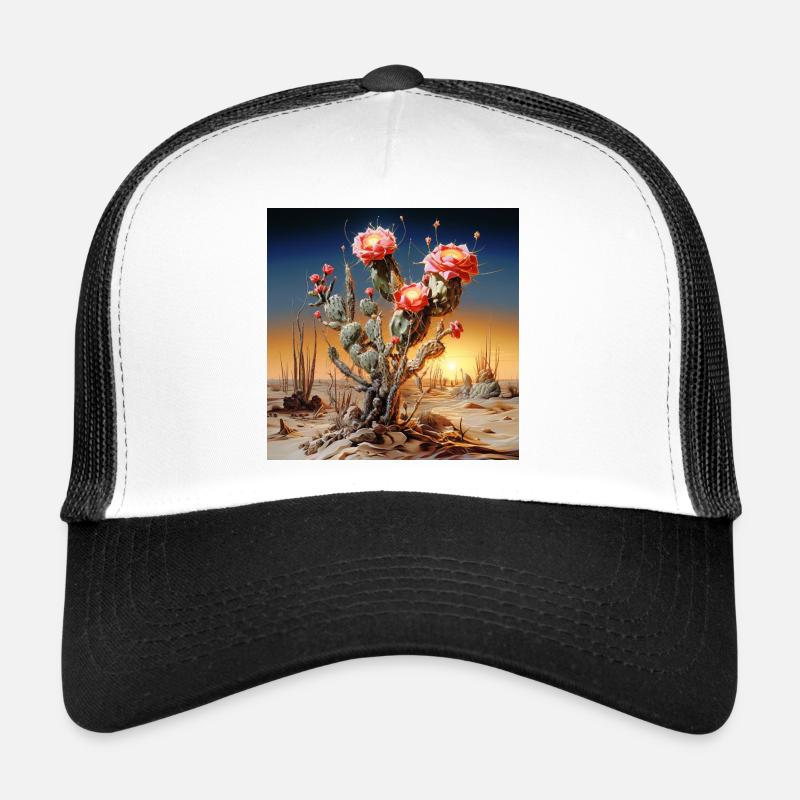 Fleurs de cactus au coucher du soleil Casquette trucker 