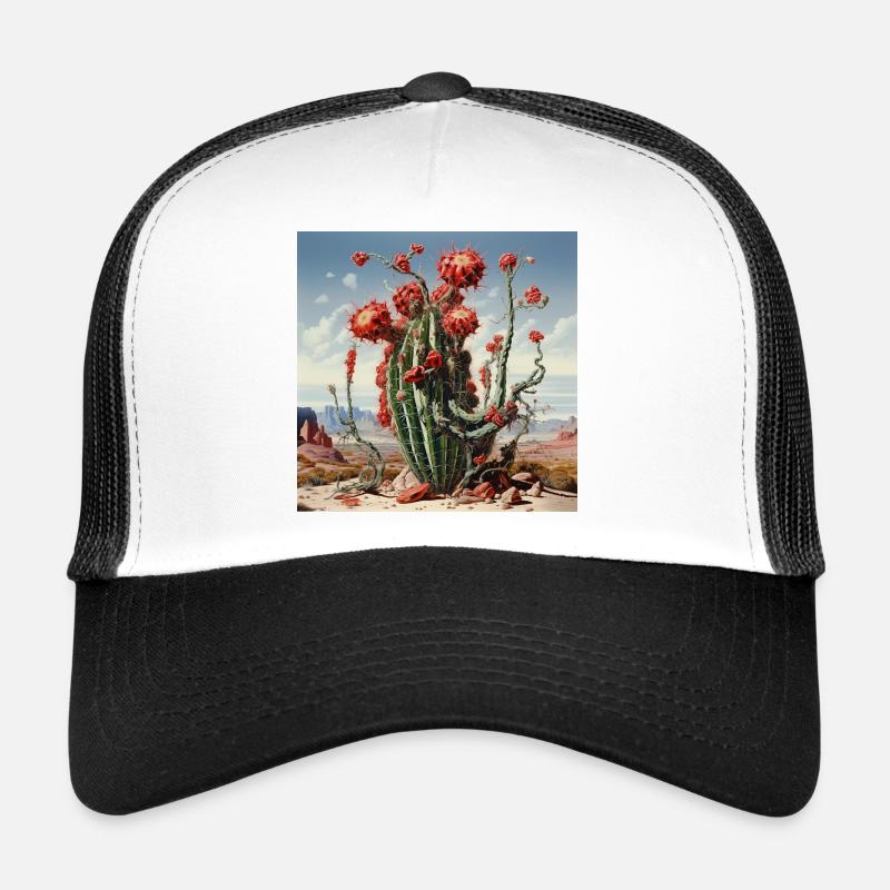 Cactus du désert aux fleurs rouges Casquette trucker 