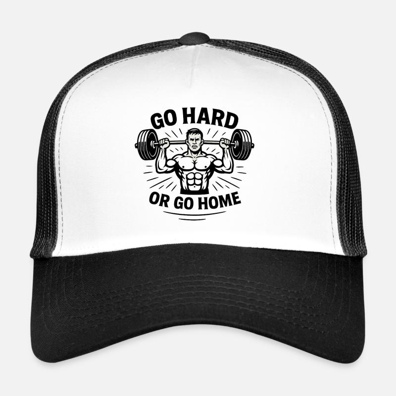 Go Hard Or Go Home Gewichtheben - Trucker Cap - Weiß/Schwarz