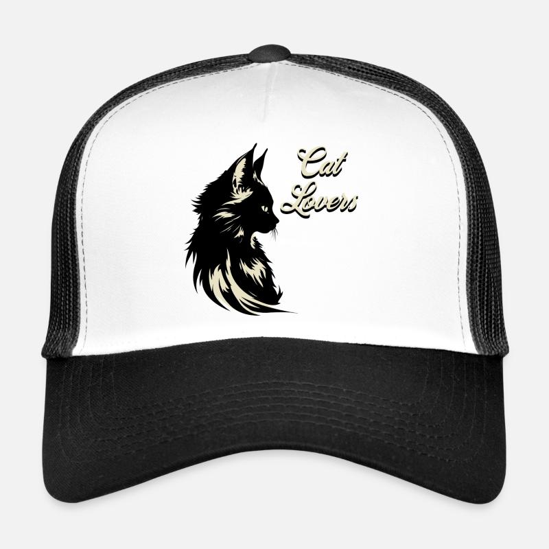 Katzenliebhaber Silhouette - Trucker Cap - Weiß/Schwarz