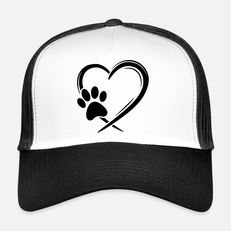 Herz Pfote  - Trucker Cap - Weiß/Schwarz