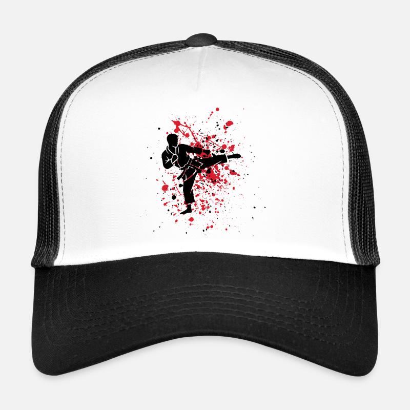 Karateka Red Drops on Black Night Trucker Cap