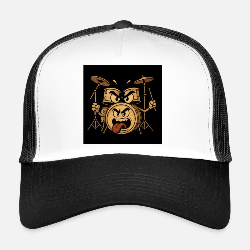 Wütendes Trommelmonster - Trucker Cap - Weiß/Schwarz