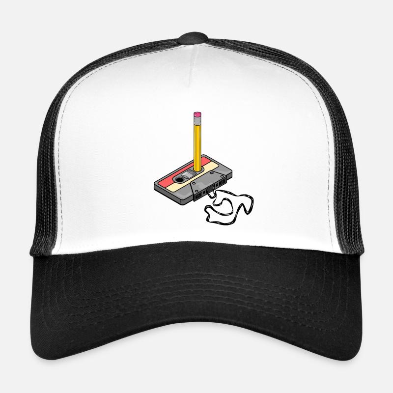 Nostalgia Retro Kassettenband Bleistift 2000 Vibes - Trucker Cap - Weiß/Schwarz