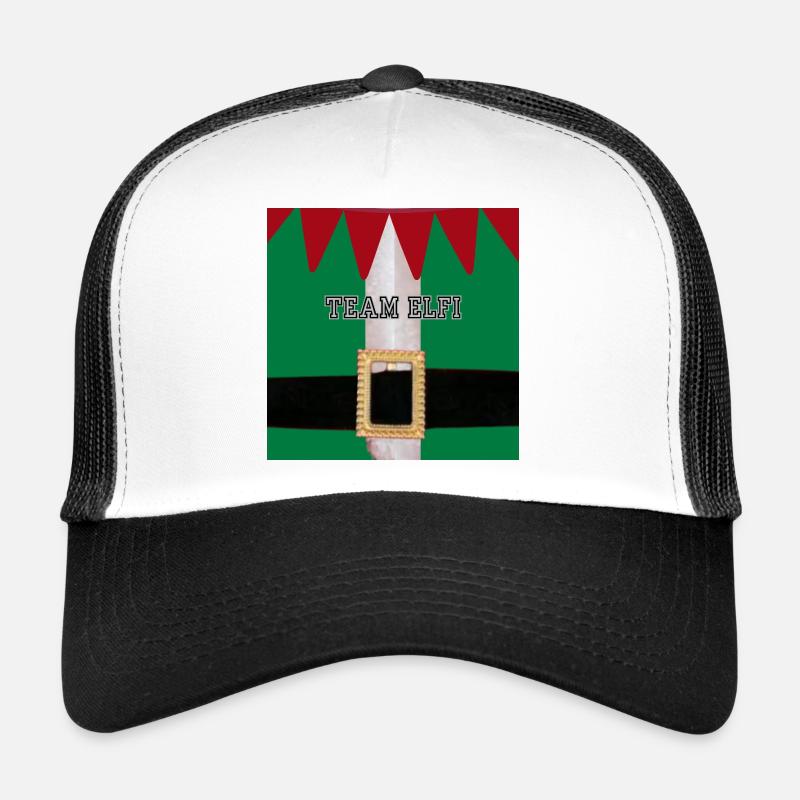 Team Elfi Kostüm Belt Look - Trucker Cap - Weiß/Schwarz