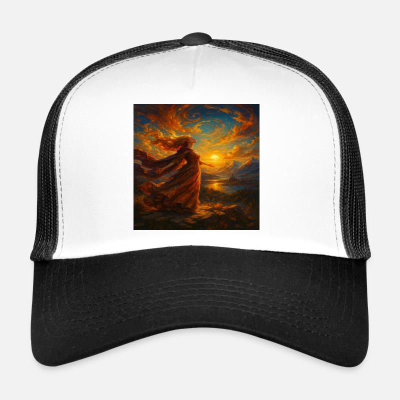 Robe couchant de soleil en lumière ambrée Casquette trucker 