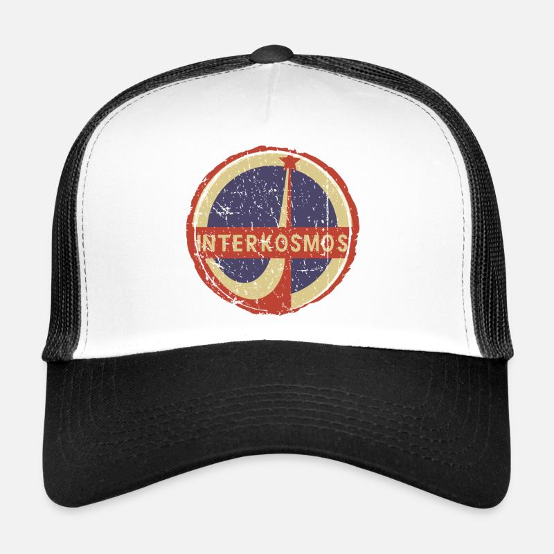 Interkosmos DDR Retro Circle Emblem - Trucker Cap - Weiß/Schwarz