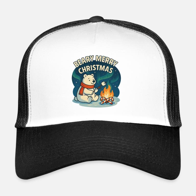 Beary, joyeux feu de camp de Noël - Casquette trucker  - blanc/noir