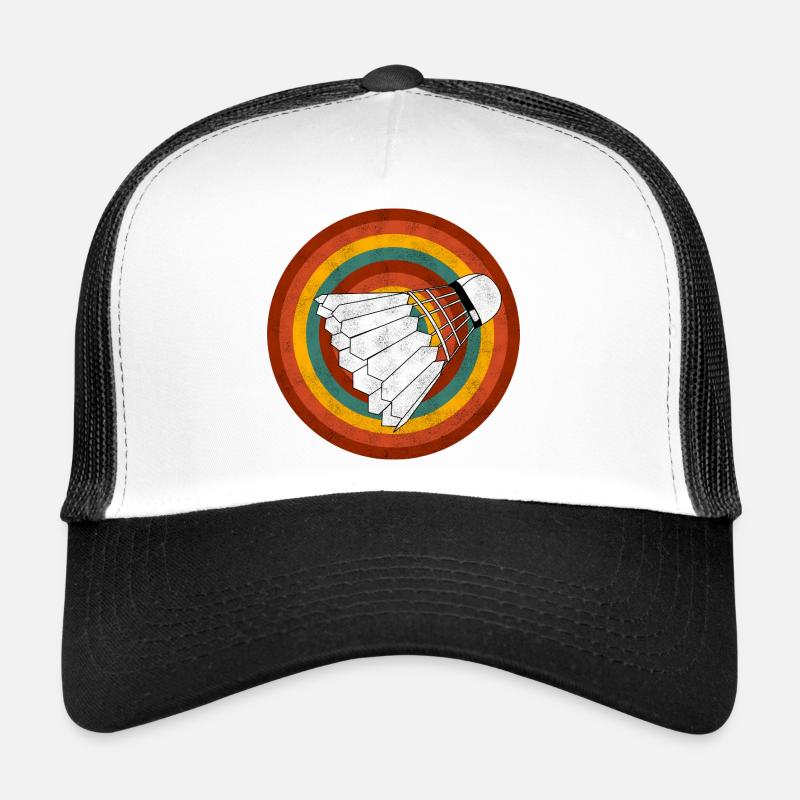 Retro Shuttlecock Neon Rings - Trucker Cap - white/black