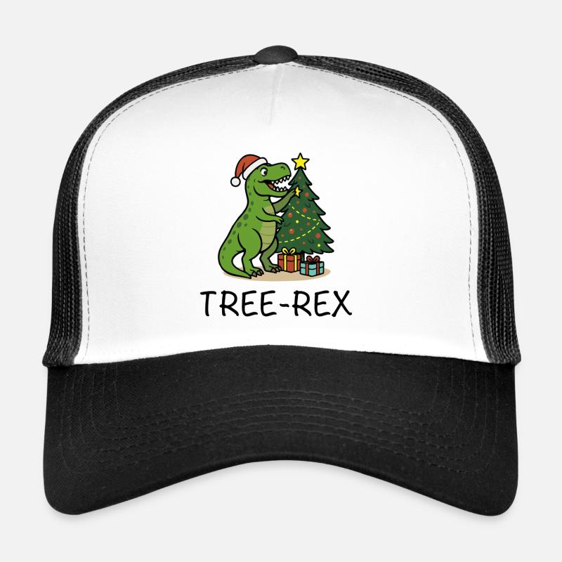 Tree-Rex – Style Noël moche - Casquette trucker  - blanc/noir