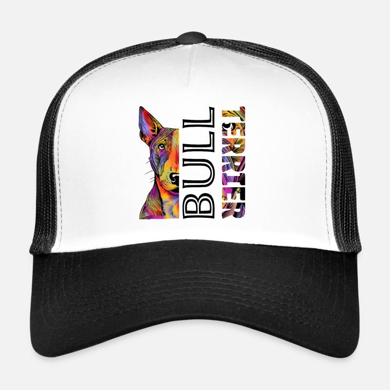 Farbenfroher Bull Terrier - Trucker Cap - Weiß/Schwarz