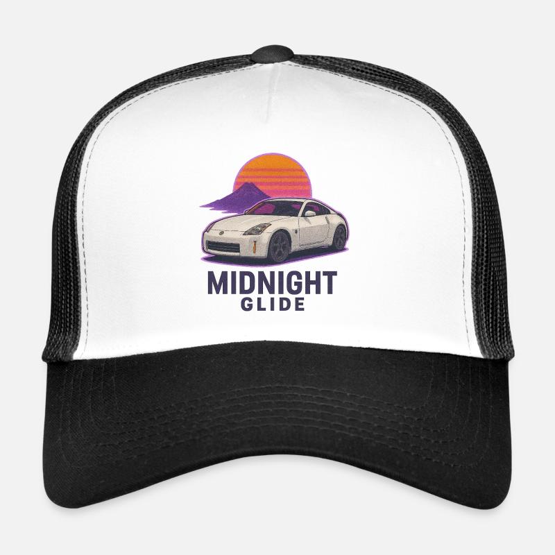 Midnight Glide Retro Sunset Auto Casquette trucker 