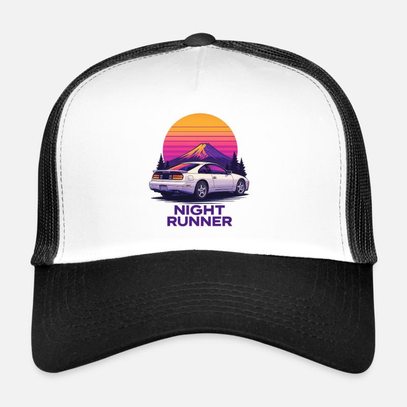 Nachtläufer Neonauto - Trucker Cap - Weiß/Schwarz