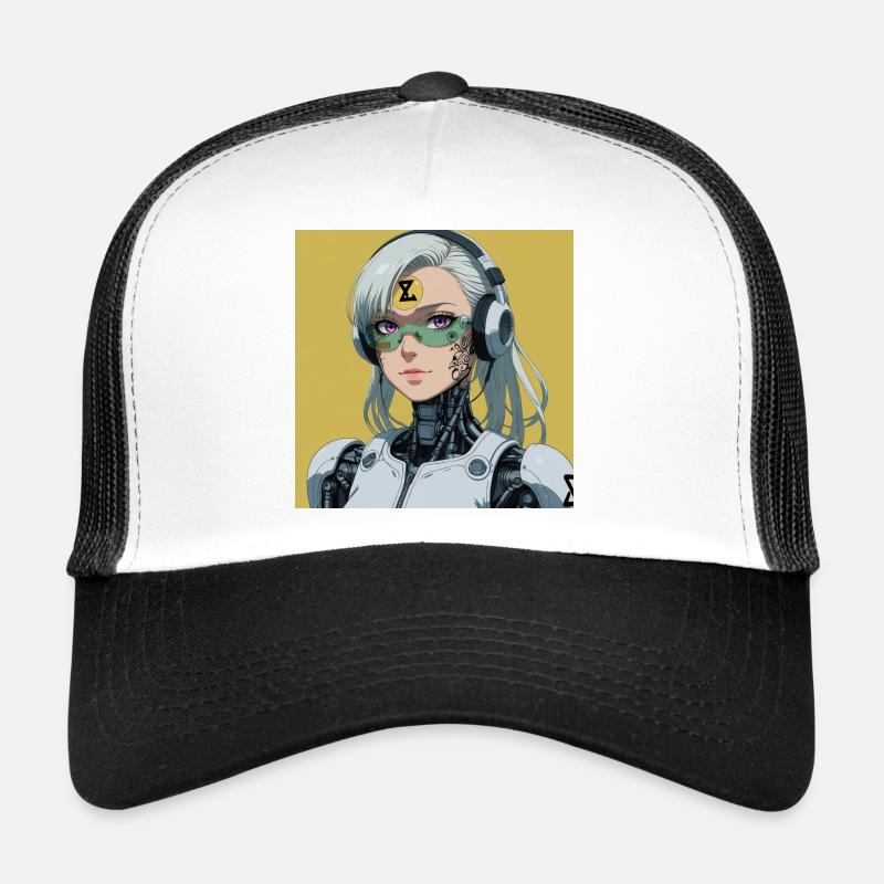 Cyborg Avatar mit Headset Trucker Cap