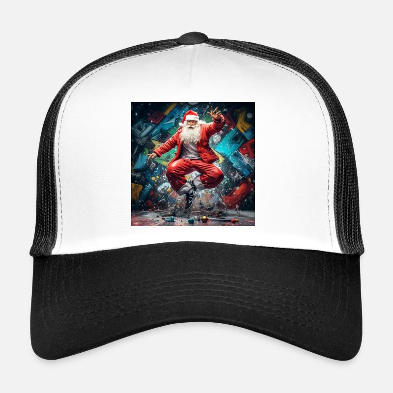 Graffiti du Père Noël Breakdance - Casquette trucker  - blanc/noir