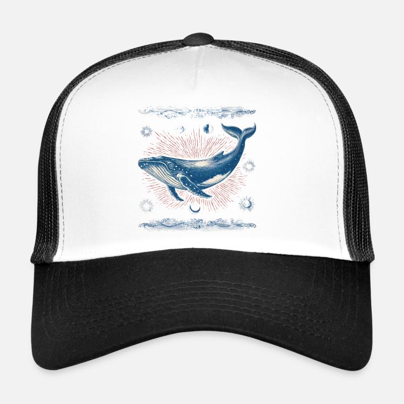 Baleine rétro mystique dans le cosmos Casquette trucker 