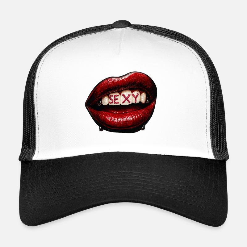 Lèvres avec des lettres nacrées Casquette trucker 