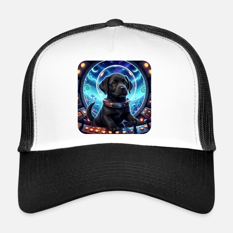 Kosmischer Welpe im Space Cockpit Trucker Cap