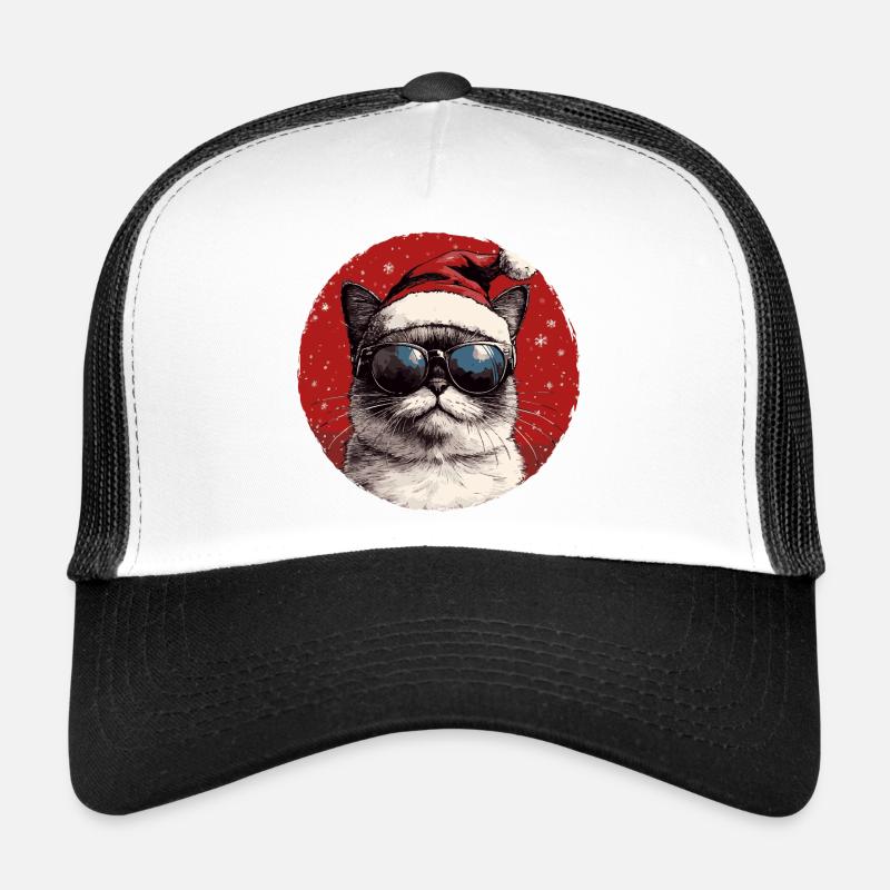 Cat Santa with sunglasses Trucker Cap