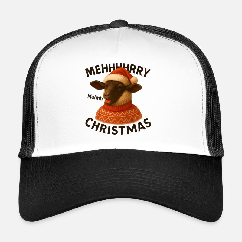 Meh Weihnachts-Schaf-Pullover - Trucker Cap - Weiß/Schwarz
