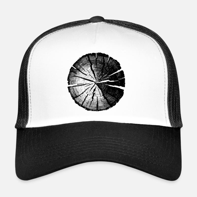 Tree Slice Black – Anneaux annuels de design naturel Casquette trucker 