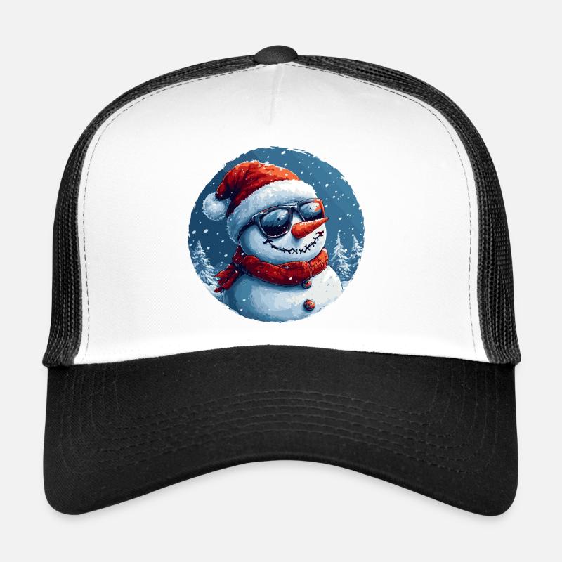 Cooler Schneemann mit Sonnenbrille im Schnee Trucker Cap
